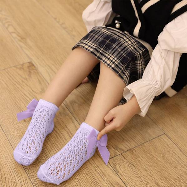 Baby Girls Strumpor Toddler Bow Mesh Andas Klänningstrumpor S KLB