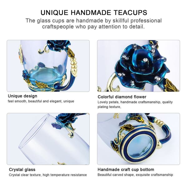 Kaffe Te Kopp Krus 3D Rose Butterfly Glass Kopper Bryllupsgave KLB