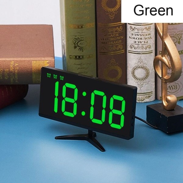 Elektroninen LED-kello, älykäs digitaalinen pöytäkello (vihreä)