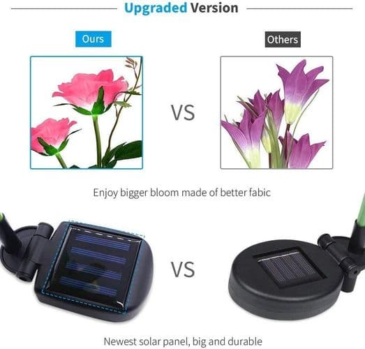 Roseblomst solcellelampe solarium promenade udendørs dekoration til haven