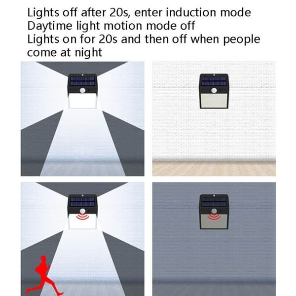 LED Solar Sensor Lys Vanntett Smart Lys Kontroll Vegglys Varm Hvit