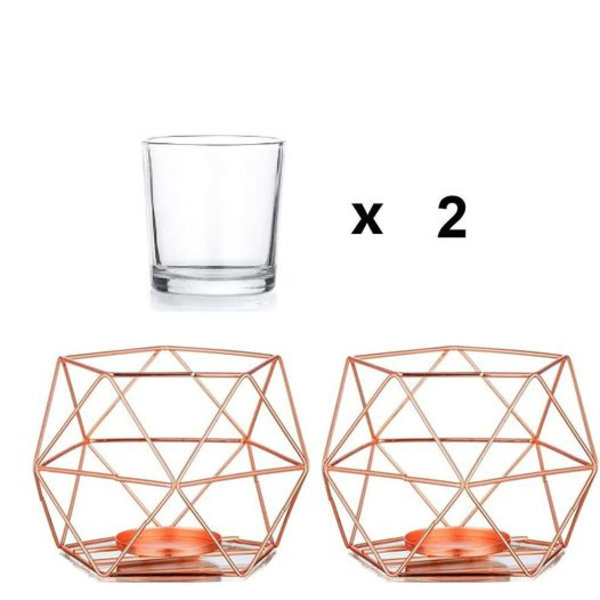 Teevalaisimen pidike kynttilänpidike metalli - 2 kpl geometrinen teevalo