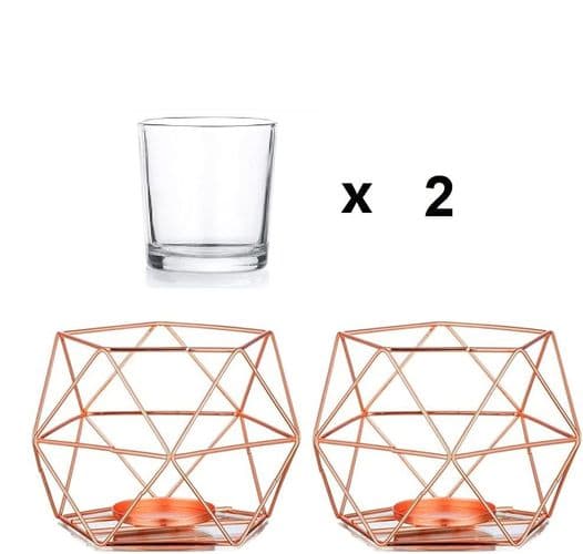 Telysholder lysestake metall - sett med 2 geometriske telys