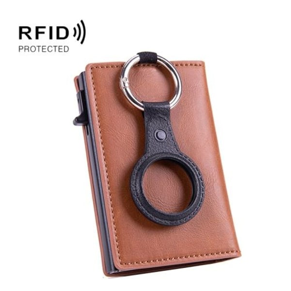 RFID Keychain Tracker Case Locator Korthållarplånbok för AirTag (beige