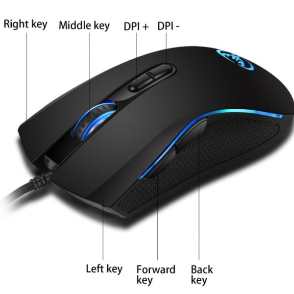 RGB-bakgrunnsbelyst spillmus, kablet, ergonomisk