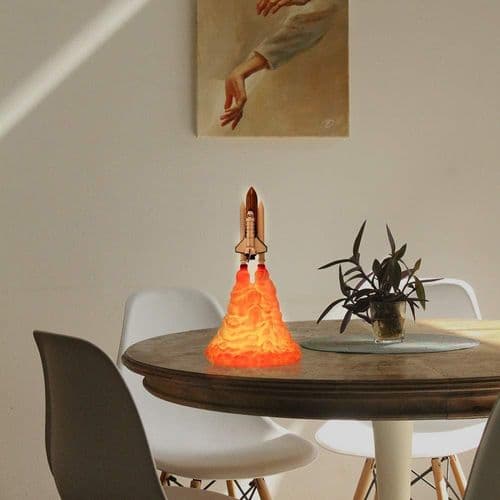 3D Dekoration Natlys, 3D Printet Raket Lampe Rumfærge Lampe USB