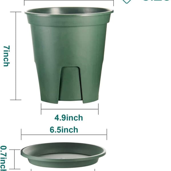 12 plastplanterare med dräneringshål och bricka