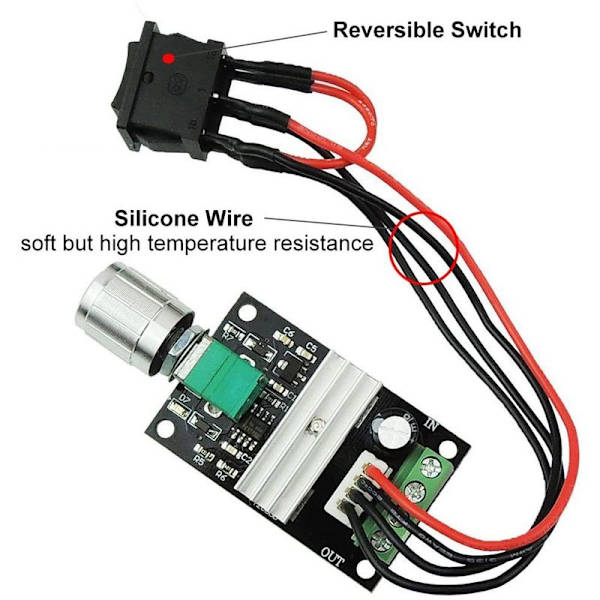 DC 6V 12V 24V 3A 80W DC-motorhastighetsregulator (PWM) justerbar