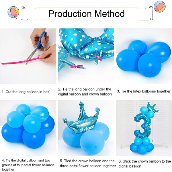 32 tommer (blå nummer 3) Kæmpe tal balloner, folie helium digital ballon dekoration til fester, fødselsdage -