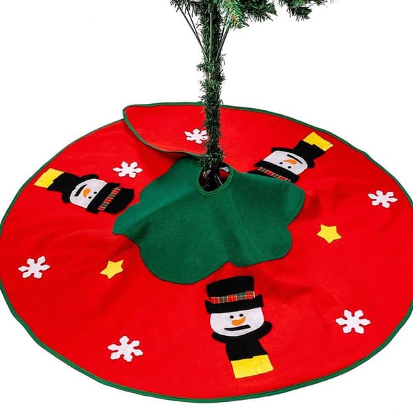 Juletrærskjørt Matte for Juleribfest Dekorasjon (Rød)