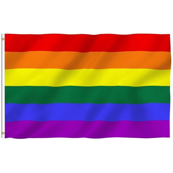 90x150 cm Regnbueflagg - Levende farger og UV-bestandig - Canvas Header KLB