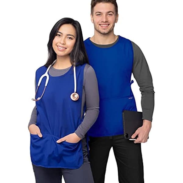 Universal unisex skredderforkle, kåpe med lomme, blå
