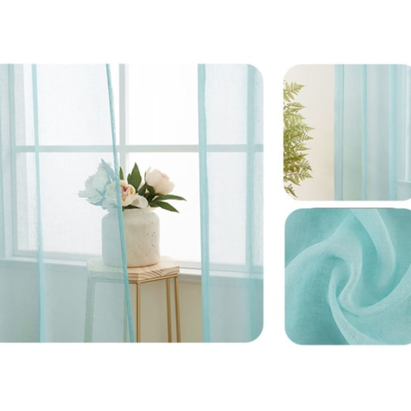 Sæt med 2 150x250cm Bredde x Højde Grå Gennemsigtige Gardiner i Linned-Effekt - Med Øjer Semi-Transparente Soveværelse Dekoration Gardin til Stue Ri-