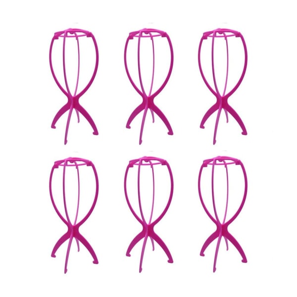 Pack of 6 wig holder stand holder, transportable pink KLB