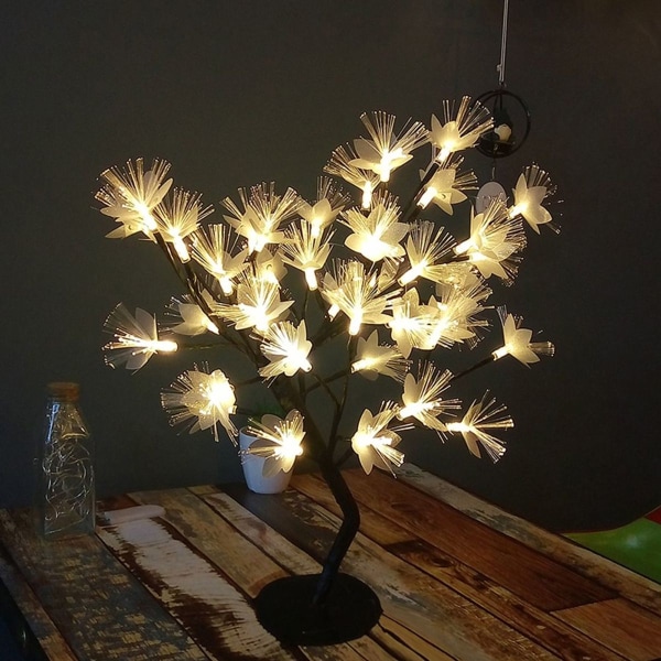 48LED Fiberoptisk Blomstertræ Blomstring Bonsai Lys Gren KLB