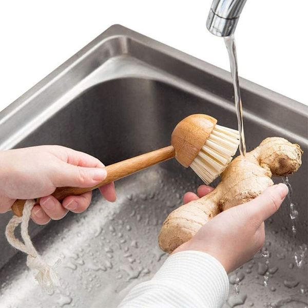 Diskborste, bambu diskborste, klassisk retrostil, naturligt trä för kök, badrum