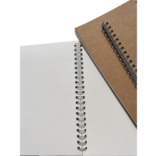 Noteblok A5 spiralbundet notesbog blank skitseblok kraftpapir 2 stk