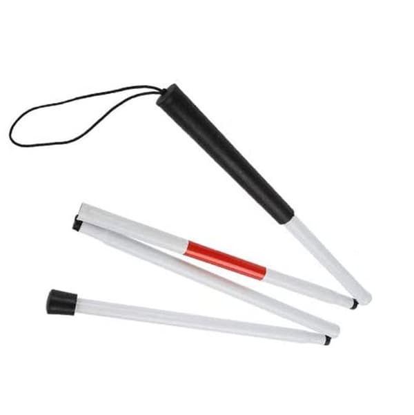 Vandrestok til blinde, aluminium, anti-slip, reflekterende, synshandicappede (længde: 124 cm)