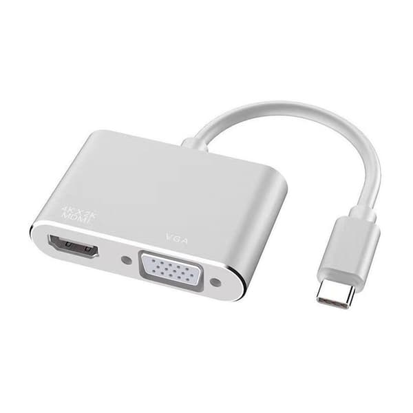 USB C til HDMI VGA-adapter, dobbelt skærm Type C til HDMI VGA