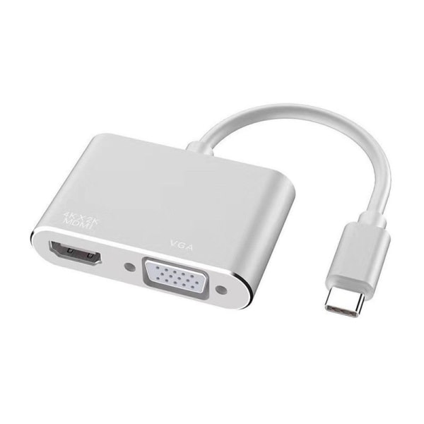 USB C till HDMI VGA-adapter, dubbelskärm Typ C till HDMI VGA