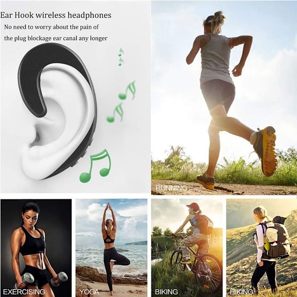 3C Light Ear Hook Langattomat Bluetooth-kuulokkeet, kivuttomat mustat