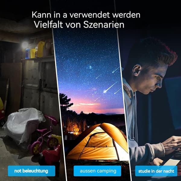 Pakke med 2 solcellelyspærer, TechKen solcellelampe LED-lyspære bærbar pære solcelle KLB