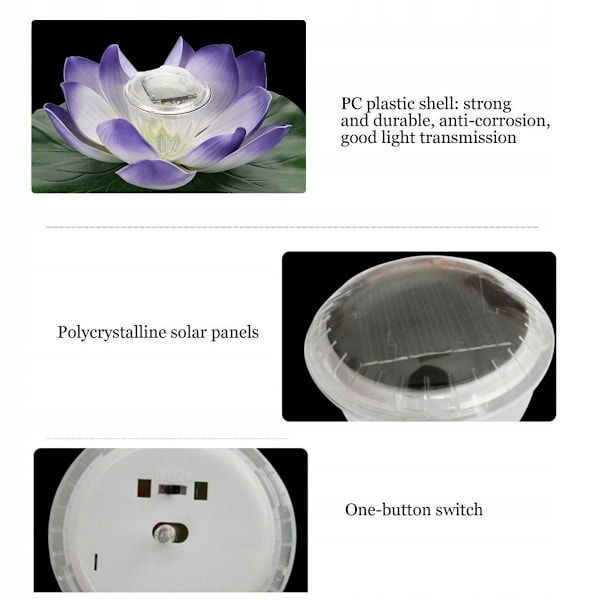 Flydende vandlilje RGB LED solcellelampe