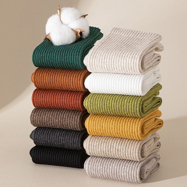 5 par höststrumpor dam resorstrumpor set casual strumpor blandade färger 1 KLB
