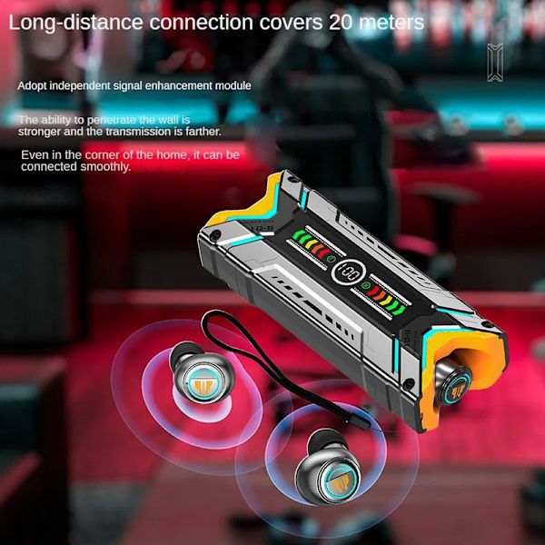 Futuristisk Sci-fi Mecha Style TWS Trådløs Bluetooth 5.3 Sort