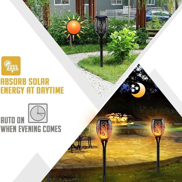 Solcelled flammelys, 2-pak solcellelamper have IP65 vandtæt solcellelampe KLB
