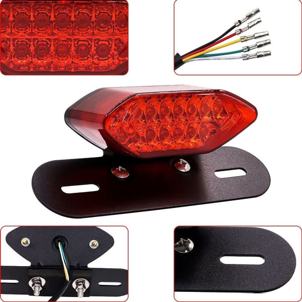 Motorcykel LED baglygter, motorcykel blinklys, bagbremselygte indikator, nummerpladelys