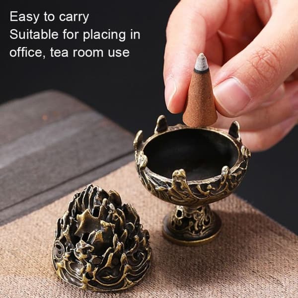Retro Indendørs Aroma Diffuser Kobberlegering Ryger Ornament - Lille