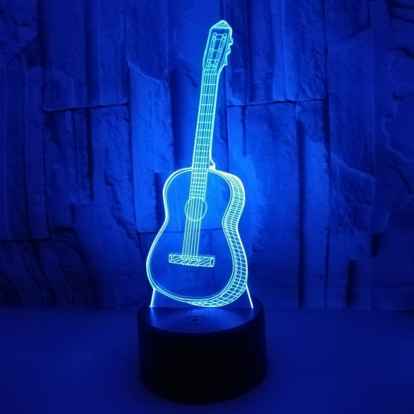 3D Gitarr LED-lampa Art Deco-lampa Ljus LED-dekorationsljus Fjärrkontroll Touch Control 7/16 Färger USB-driven Barn Födelsedagspresent Juldekoration