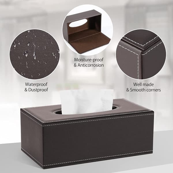 PU Læder Servietbokse, Rektangulær Servietdispenser Servietholder til Hjem Bil
