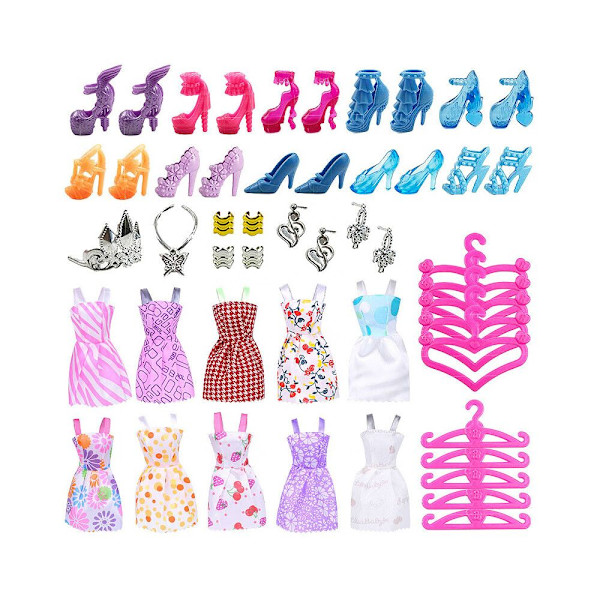 50 kpl nuken vaatteita ja asusteita, sopii 11 tuuman tyttöjen Barbie-nukelle, syntymäpäivä