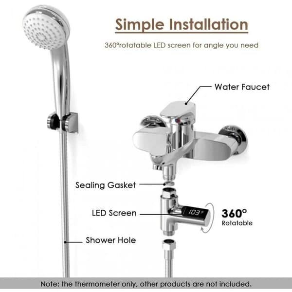 LED Dusj Termometer 585C Digital Termometer med 360 Roterende