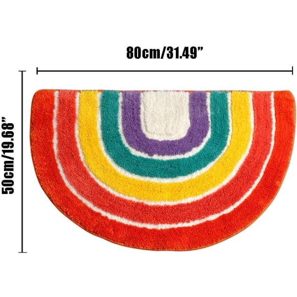 Stribet bademåtte i farver Halvrund Mikrofiber Skridsikker og absorberende til badekar 50x80cm, Brusebad, Badeværelse, Køkken, Indgang, C-