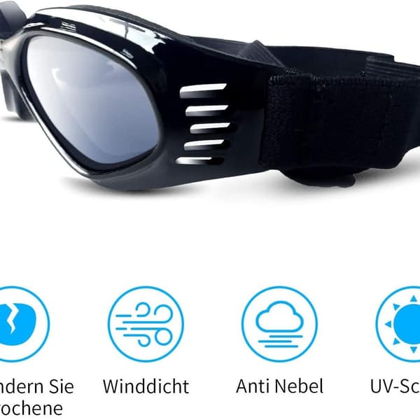 Hundesolbriller, justerbar rem til UV-solbriller, vandtætte