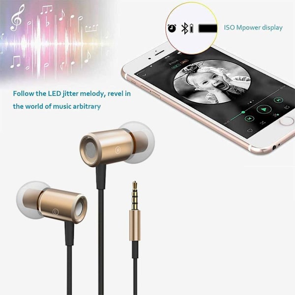 In-ear-hovedtelefoner, støjisolerende øretelefoner, guld