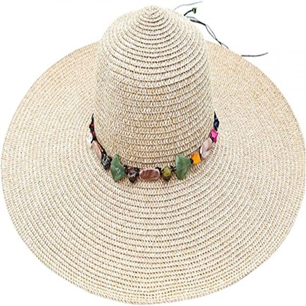 Solhatt dame floppy hatt med stor brem stråhatt sammenleggbar KLB