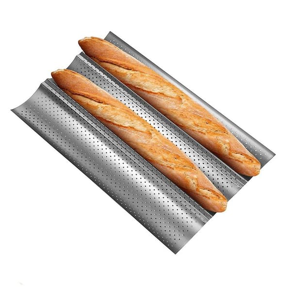 Non-stick baguette bakepanne, baguettebrett, 3-baguettebrett med perforert