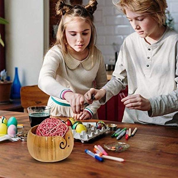 Trägarnförvaringskål, handgjord trådgarnskål i trä med KLB