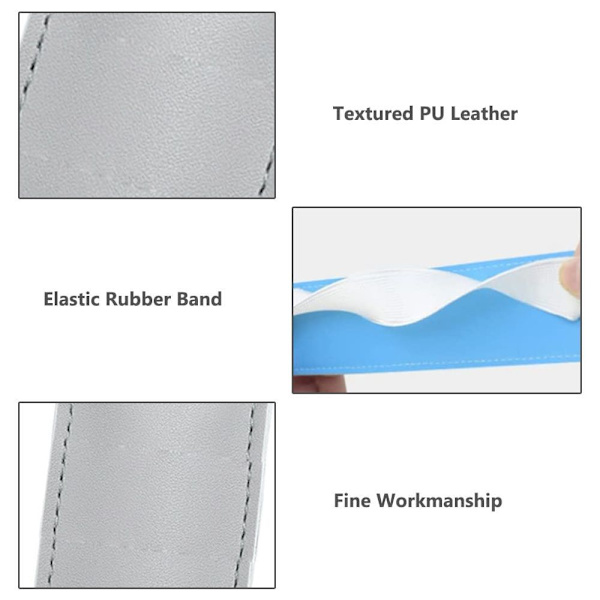 Pennfodral i Läder, 3-pack, Elastiskt, Ljusgrå