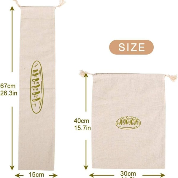 No/ Brand Besylo Drawstring Bread Bags, 2pcs Reusable