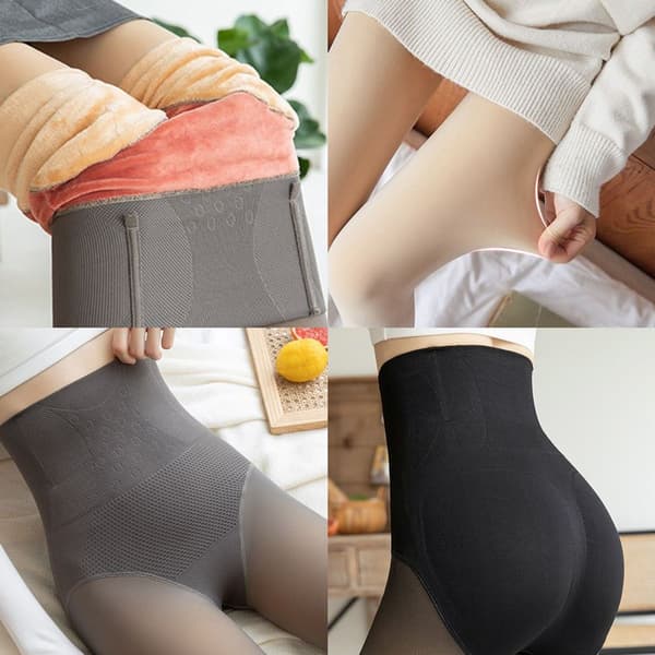 Varma tights, hög midja, bikakemönster, 450g, grå medelkod KLB