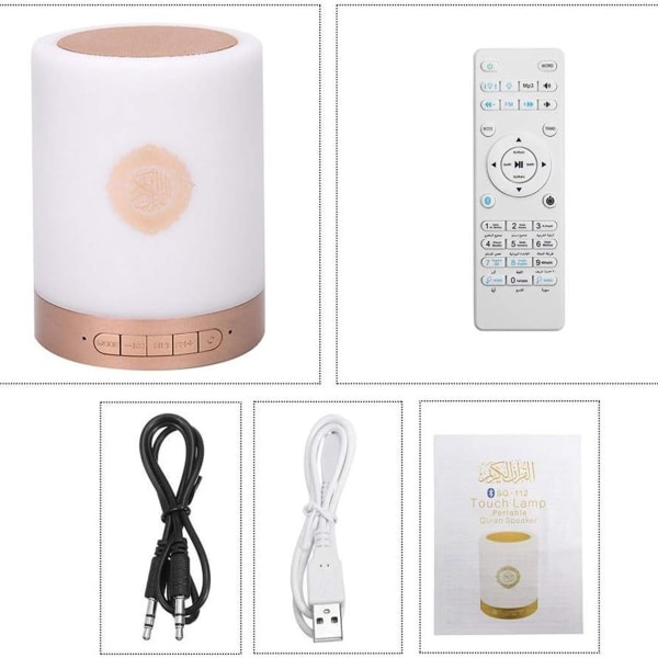 Faddare Quran Touch Lamp-højttaler, muslimsk Bluetooth MP3/FM-afspiller KLB