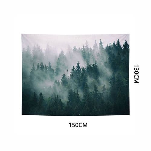 Väggbonad Skog Grön, Dimmig Väggduk Skog för Sovrum, Väggbonader