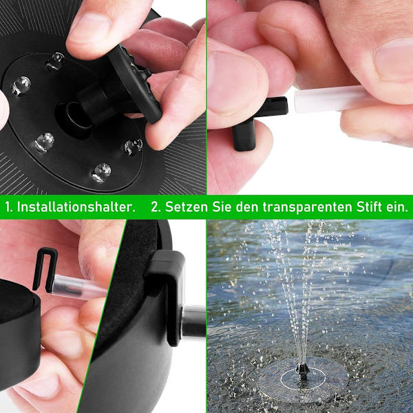 3W solcellsfontän med LED 7 effekter 1500mAh batterisoldriven dammpump KLB