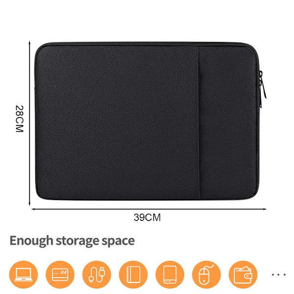 Laptopveske - 14,1-15,4\" universell størrelse (passer til MAC) Ny svart