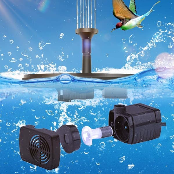 Solcelledrevet springvand, havefontæne, dam pumpe, flydende springvand